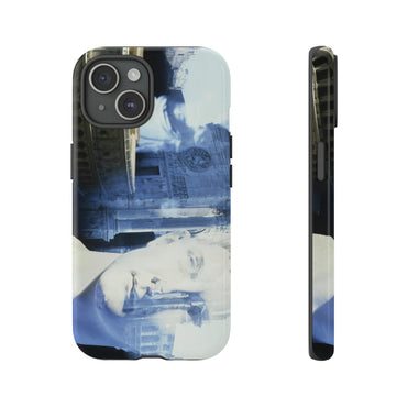 Roma protective phone case - Classical Roman bust with Colosseum and Arch of Constantine in atmospheric blue light on slim durable device cover
