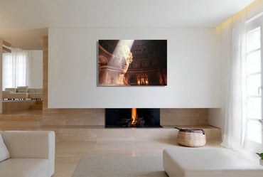 Rome Goddess in the Pantheon canvas print by Storaro Art Collection - Classical sculpture with Pantheon dome in divine celestial light museum wall art
