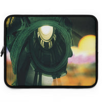 Romulus Deified as Quirino laptop sleeve - Classical Romulus statue with celestial orb in divine transformation double exposure on protective neoprene computer case
