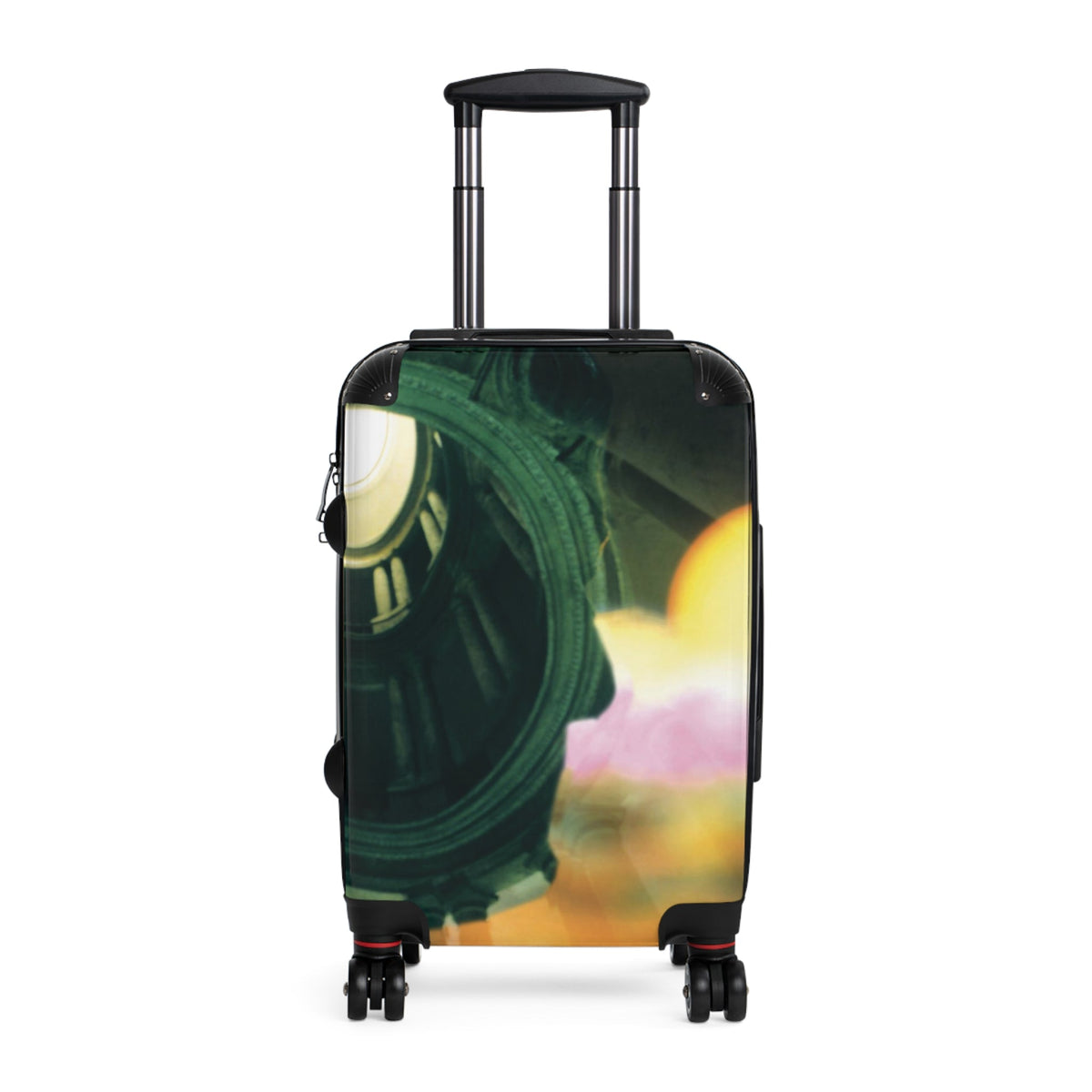 Romulus Deified as Quirino premium luggage set - Classical Romulus statue with celestial orb in divine transformation double exposure on durable polycarbonate travel suitcase
