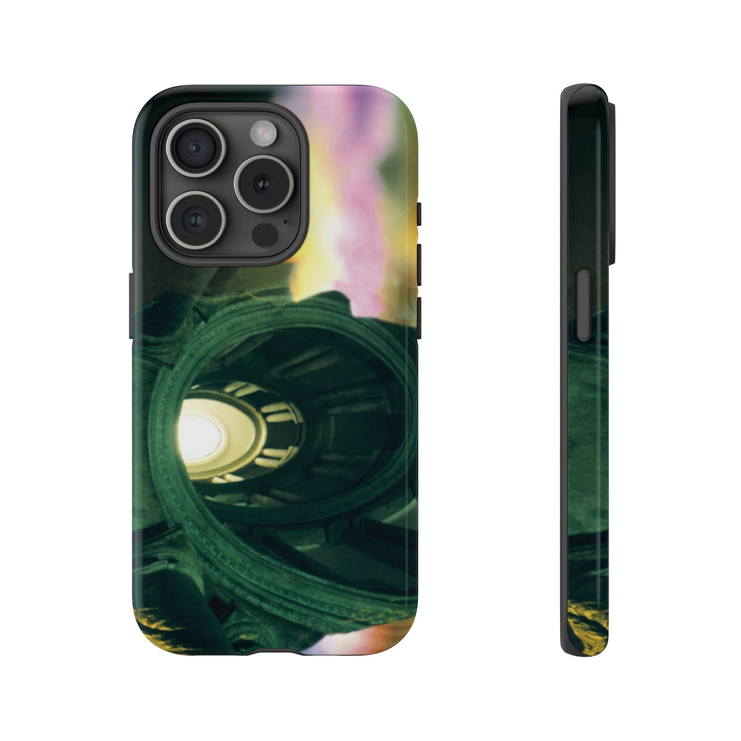 Romulus Deified as Quirino protective phone case - Classical Romulus statue with celestial orb in divine transformation double exposure on slim durable device cover
