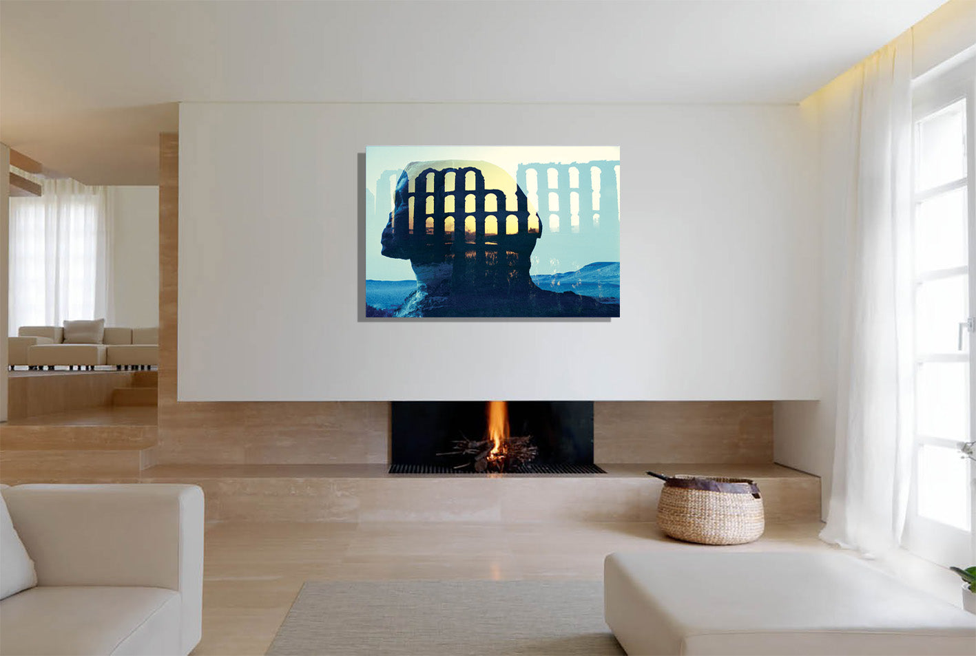 The Ages of Man premium canvas print by Storaro - Contemplative human silhouette containing Roman ruins in museum-quality canvas format
