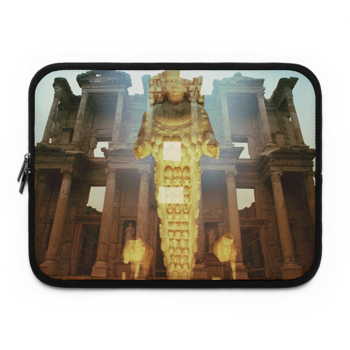 The Celsius Library laptop sleeve by Storaro - Classical learning tradition and ancient library on protective neoprene computer case
