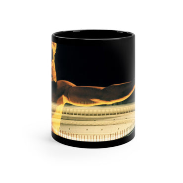 The Colosseum black ceramic mug by Storaro - Divine authority and imperial amphitheater creating dramatic contrast on premium black drinkware
