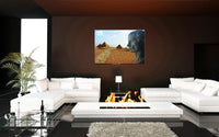 The Imperial Ways of Rome in Egypt acrylic print by Storaro Art Collection - Classical Roman portrait with Giza pyramids in golden desert luminous wall art
