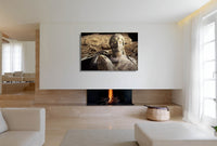 The Muse of Rome canvas print by Storaro Art Collection - Classical sculpture with Roman urban landscape in golden heritage tones museum wall art
