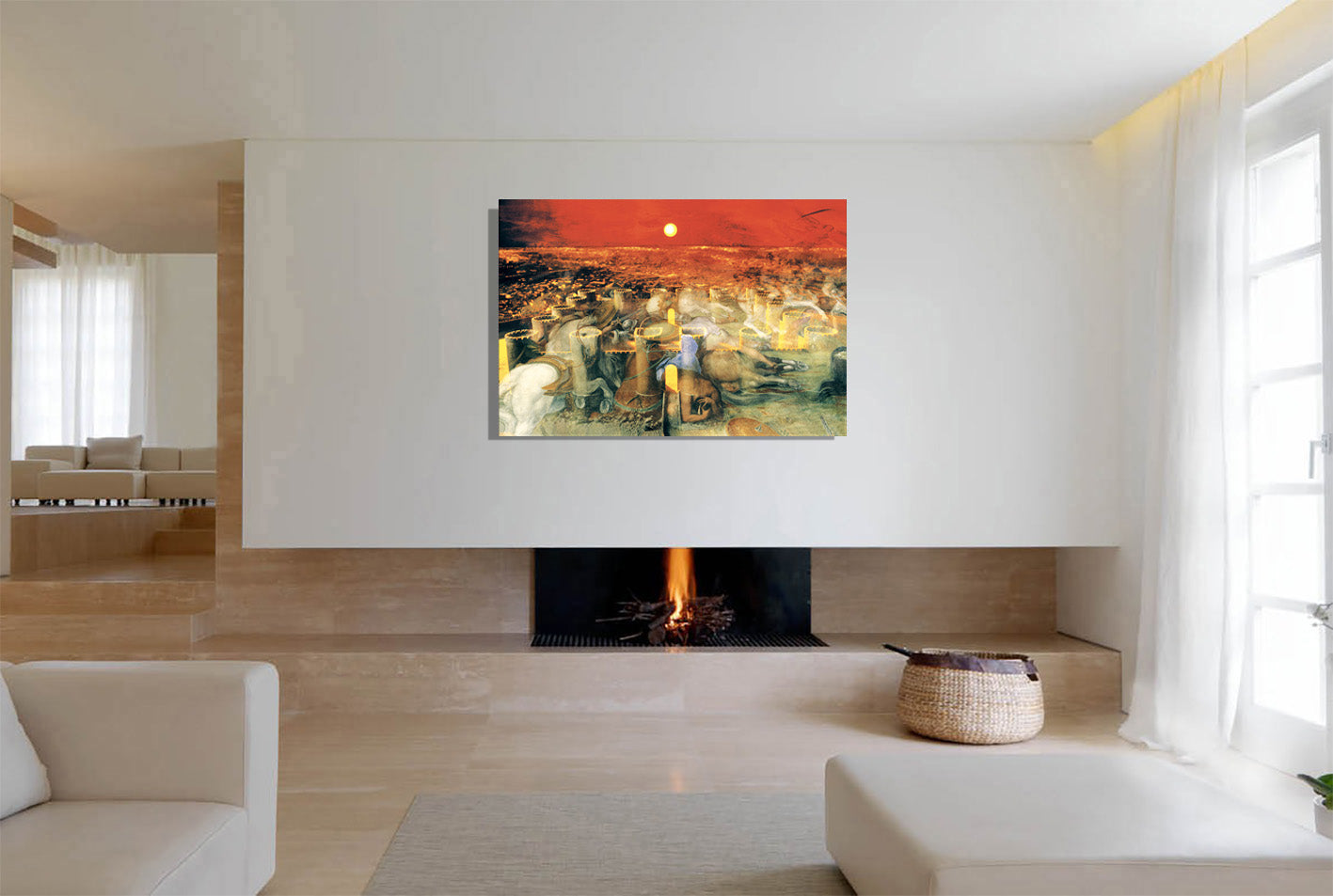 The Roman Fortress canvas print by Storaro Art Collection - Roman fortress walls with legionary spirits in crimson sunset museum wall art
