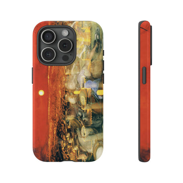 The Roman Fortress phone case by Storaro Art Collection - Ancient fortress with legionary spirits in crimson sunset on mobile protection

