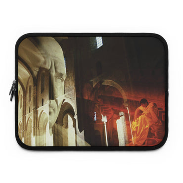 The Roman Law Cicero's Catilinaries laptop sleeve by Storaro Art Collection - Classical Roman architecture with scholarly figure in golden legal light on premium tech protection
