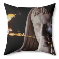 The Rome of Augustus decorative pillow by Storaro Art Collection - Imperial Roman emperor statue with golden lighting on premium home decor accessory
