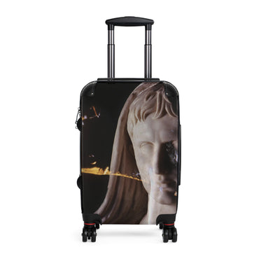The Rome of Augustus travel luggage by Storaro Art Collection - Imperial Roman statue with golden lighting on premium travel suitcase
