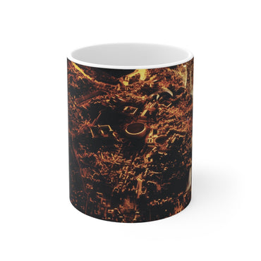 The Rome of Constantine white mug by Storaro Art Collection - Roman emperor Constantine with golden urban planning on elegant ceramic drinkware
