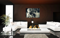 The Solitude of Tiberius acrylic print by Storaro Art Collection - Monochromatic Roman emperor sculpture group in luminous premium wall art
