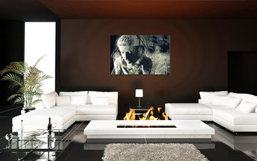 The Solitude of Tiberius acrylic print by Storaro Art Collection - Monochromatic Roman emperor sculpture group in luminous premium wall art
