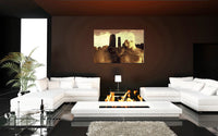 The Tragedy of Oreste and Elettra acrylic print by Storaro Art Collection - Classical Greek drama sculpture with golden archaeological ruins in luminous premium wall art
