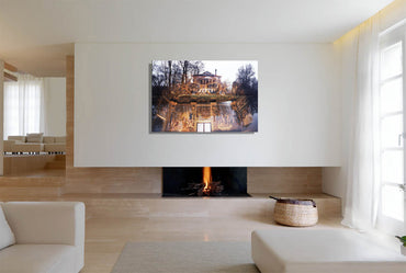 The Villa Malcontenta canvas print by Storaro Art Collection - Renaissance Palladian villa with golden architectural reflections on museum-quality wall art
