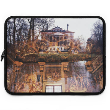 The Villa Malcontenta laptop sleeve by Storaro Art Collection - Renaissance Palladian villa with golden architectural reflections in padded tech protection
