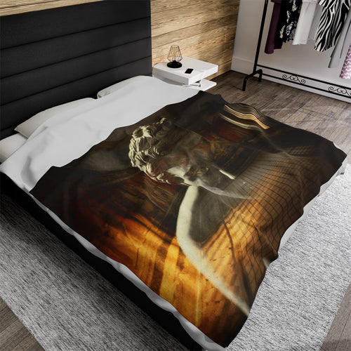 The Villa dei Mysteries luxury blanket by Storaro Art Collection - Pompeii villa with Roman frescoes and marble sculpture on premium comfort fabric
