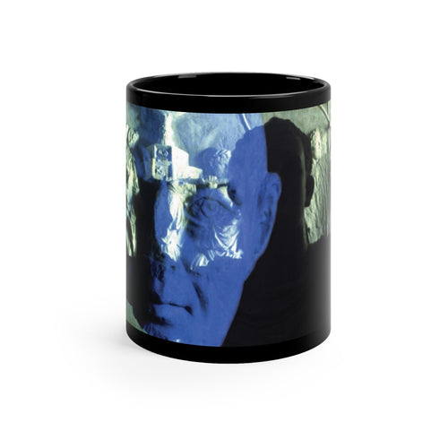 Titus and His Father Vespasian black mug by Storaro Art Collection - Flavian dynasty emperors with sacred blue imagery on sophisticated ceramic drinkware
