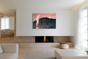 Troy Ilion Land of the Gods canvas print by Storaro Art Collection - Classical Greek mythology with Troy citadel in divine rose atmosphere on museum-quality wall art
