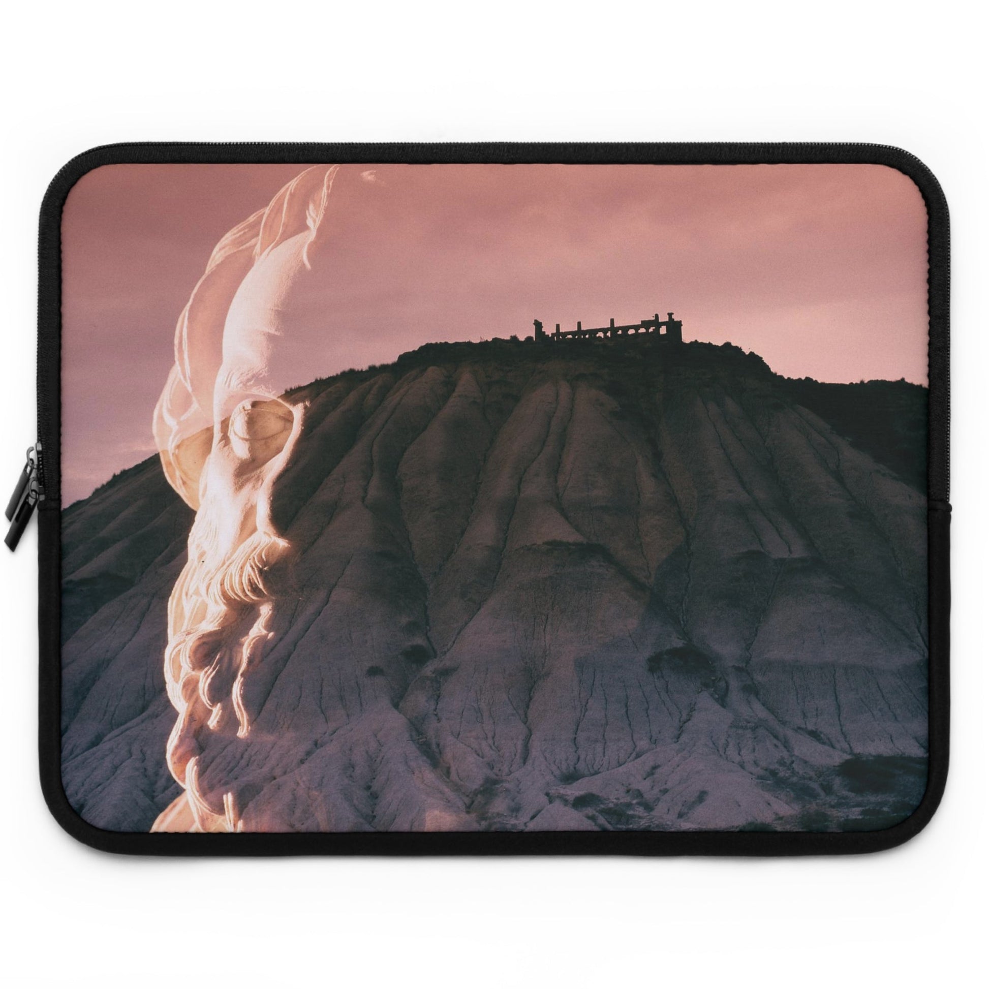 Troy Ilion Land of the Gods laptop sleeve by Storaro Art Collection - Classical Greek mythology with Troy citadel in divine rose atmosphere in padded tech protection
