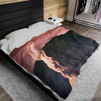 Troy Ilion Land of the Gods luxury blanket by Storaro Art Collection - Classical Greek mythology with Troy citadel in divine rose atmosphere on premium comfort fabric
