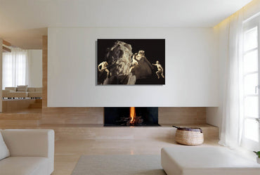 Ulysses and Polyphemus canvas print by Storaro Art Collection - Greek mythology heroic sculpture with Cyclops drama on museum-quality wall art
