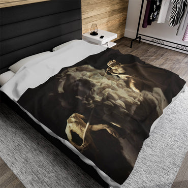 Ulysses and Polyphemus luxury blanket by Storaro Art Collection - Greek mythology heroic sculpture with Cyclops drama on premium comfort fabric
