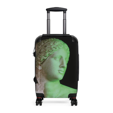 Venus in the Cave of the Cumaean Sibyl travel luggage by Storaro Art Collection - Classical Venus marble sculpture with emerald cave lighting on premium travel suitcase
