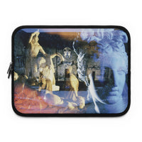 Venus, the Galata and the Theater in Orange laptop sleeve by Storaro Art Collection - Roman Venus and Dying Gaul sculptures with theater ruins in padded tech protection
