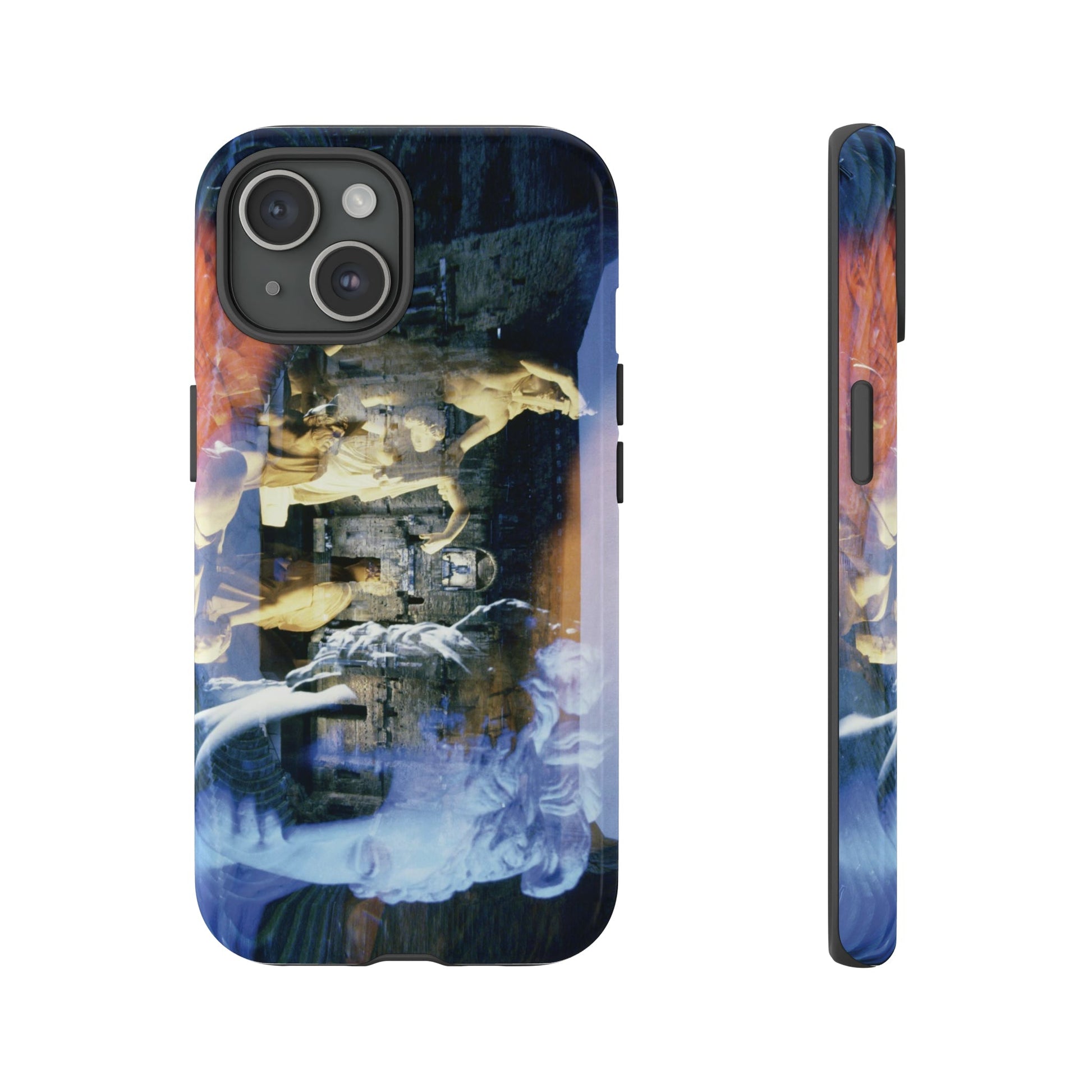 Venus, the Galata and the Theater in Orange phone case by Storaro Art Collection - Roman Venus and Dying Gaul sculptures with theater ruins in durable mobile protection
