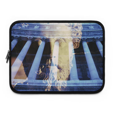 Visions of Marcus Aurelius laptop sleeve by Storaro Art Collection - Philosopher emperor Marcus Aurelius with temple columns in padded tech protection
