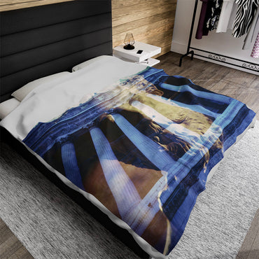 Visions of Marcus Aurelius luxury blanket by Storaro Art Collection - Philosopher emperor Marcus Aurelius with temple columns on premium comfort fabric

